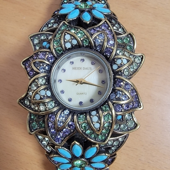 Heidi Daus Multicolor Swarovski Crystal Flower Watch
